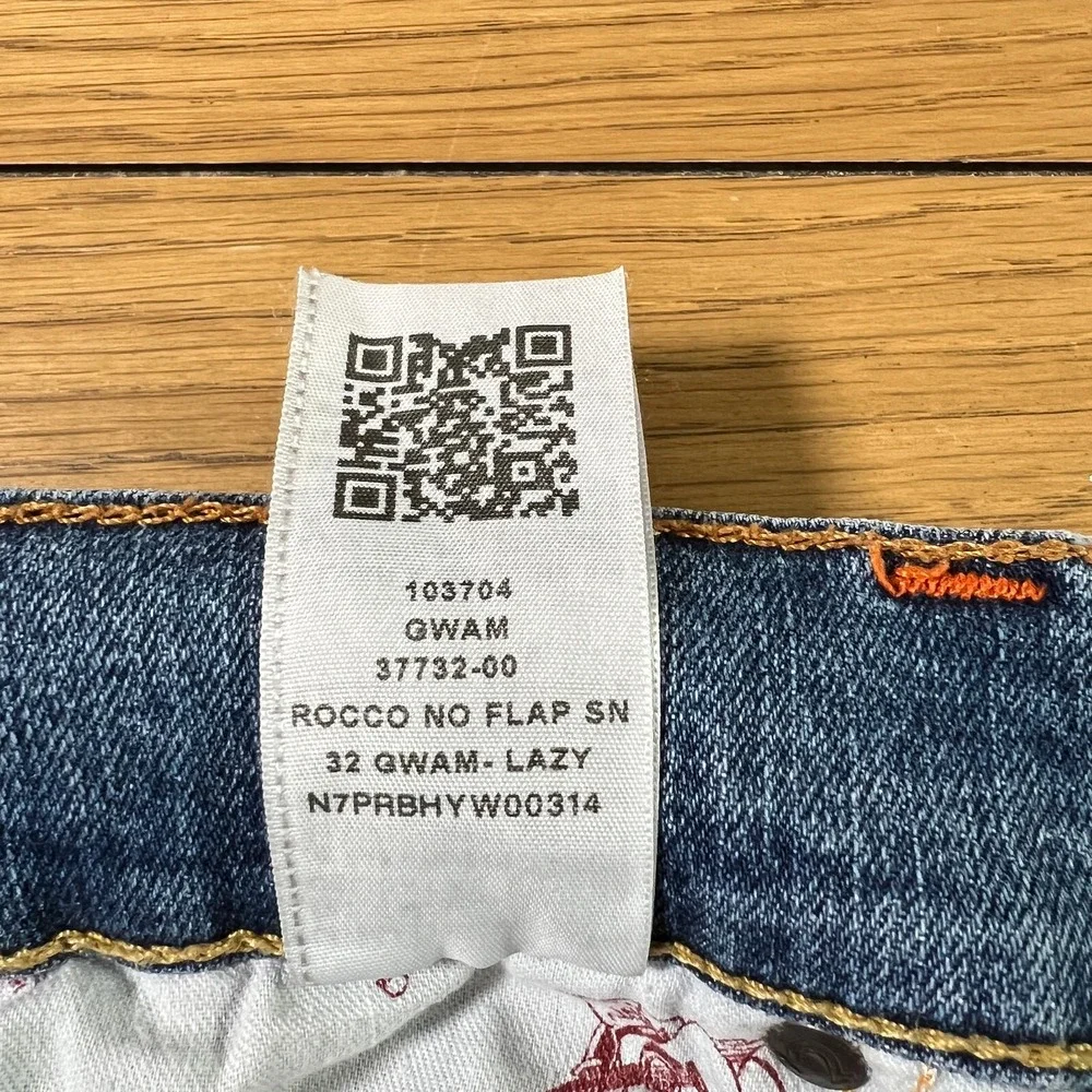 True‎ Religion Mens Rocco Relaxed Skinny Jeans 34x32 Blue Distressed Stretch